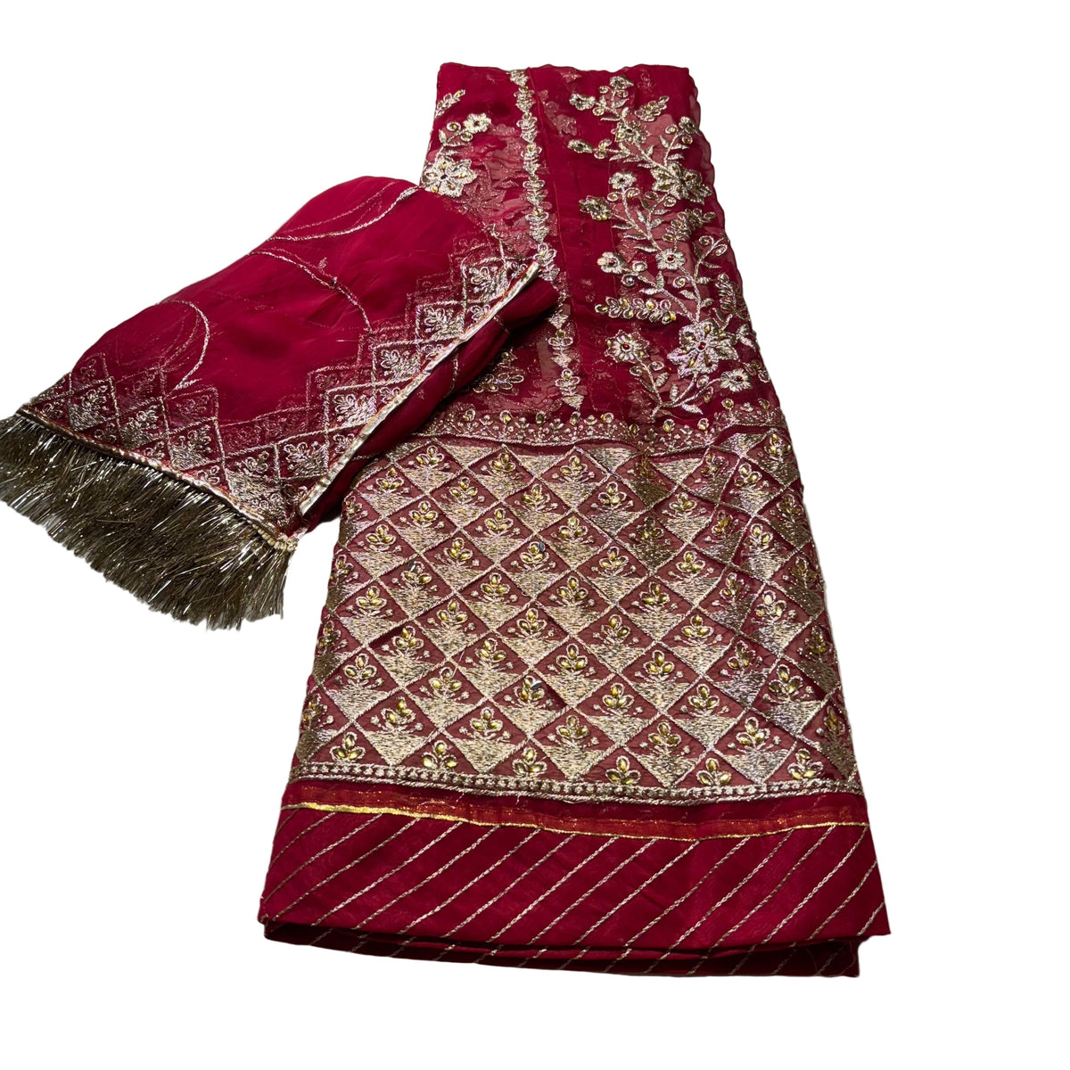 Humrahi Fabric Poshak with Kundan Zari Work | Matching Odni | Traditional Festive Wear