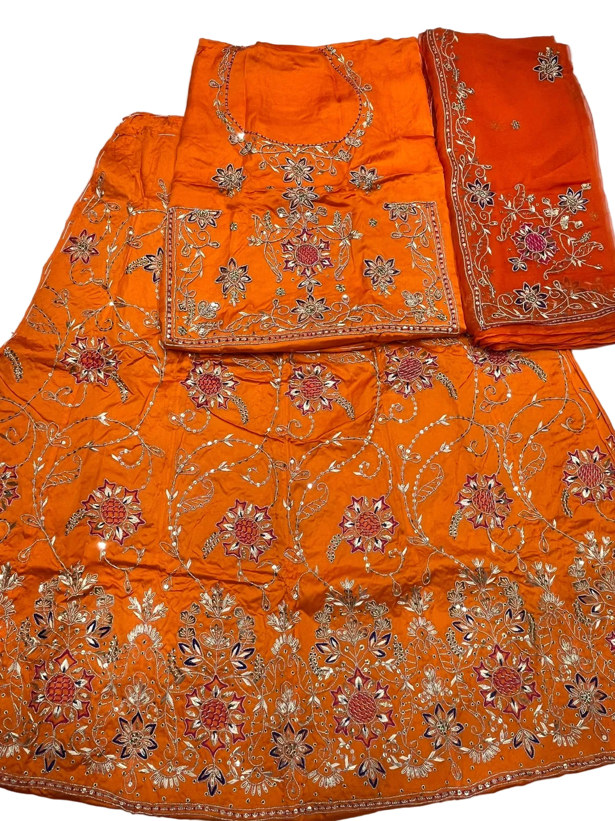 Rajputi Dress - Bember Satin With Zardozi, Dabka, Cut Dana & Aari Tari Handwork - Keasriya With Thakhurji Pure Odhni