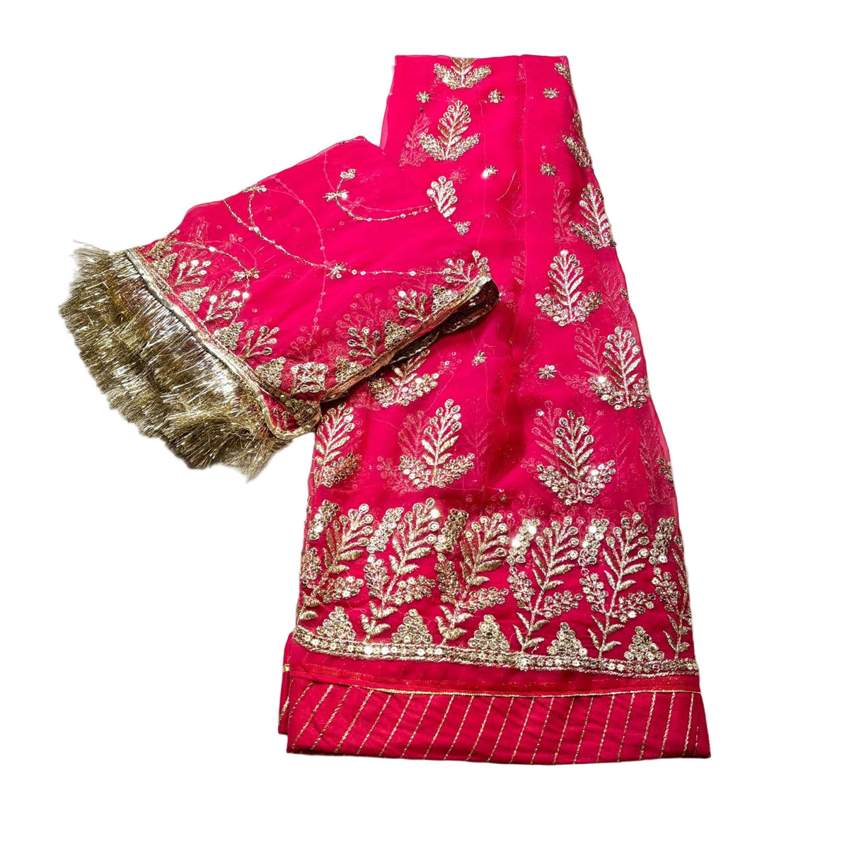 Fuchsia Pink Humrahi Fabric Rajputi Poshak | Kundan Zari Work with Premium Odni