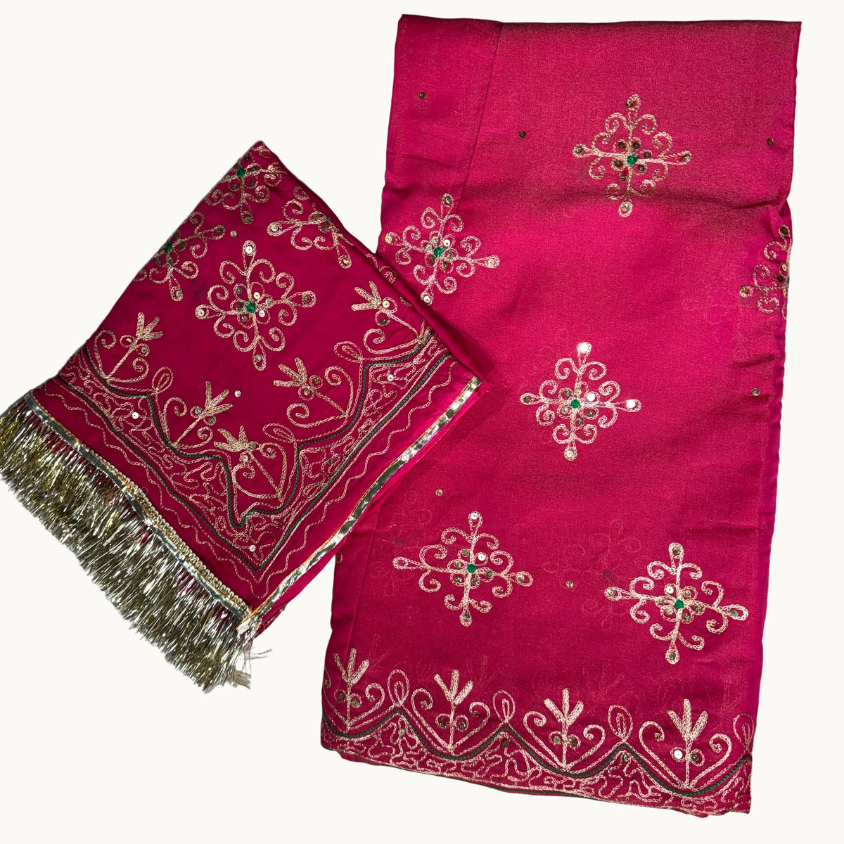 Designer Rajputi Poshak | Tissue Fabric & Humrahi Pure Odhni | Heavy Zari hand Work.