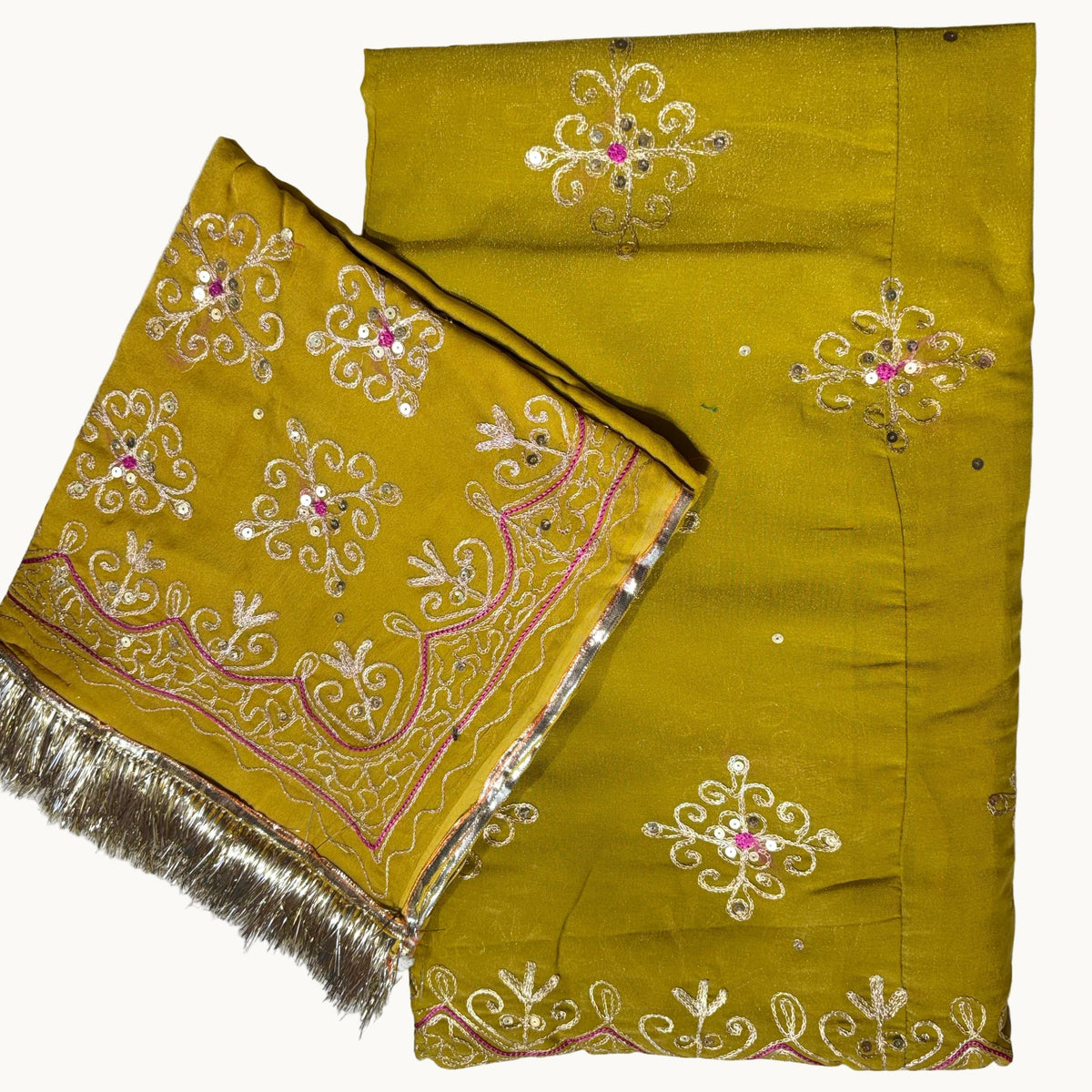 Designer Rajputi Poshak | Tissue Fabric & Humrahi Pure Odhni | Heavy Zari hand Work.