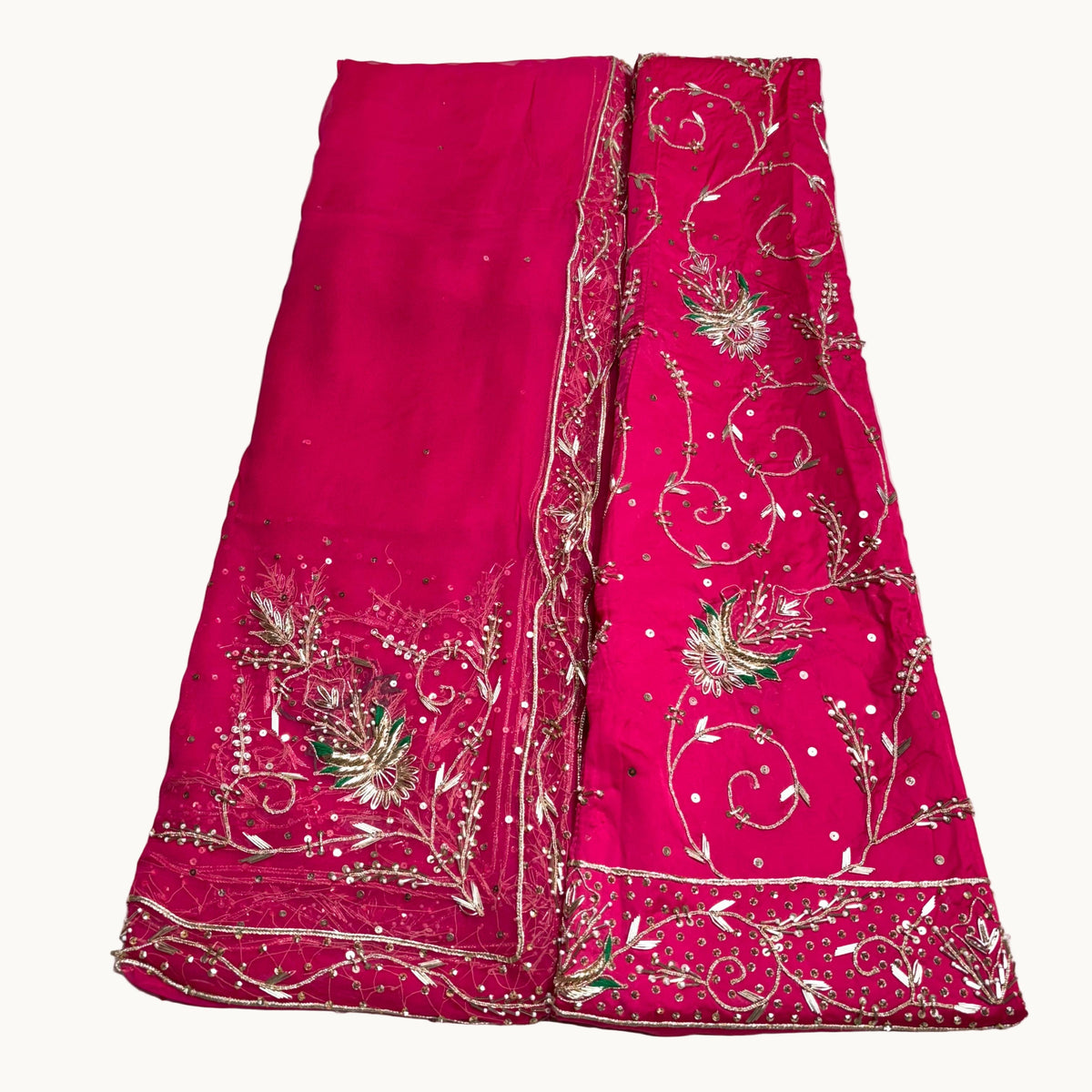 Rajputi Poshak – Zardozi Kundan Work Natural Crepe with Thakurji Odhni