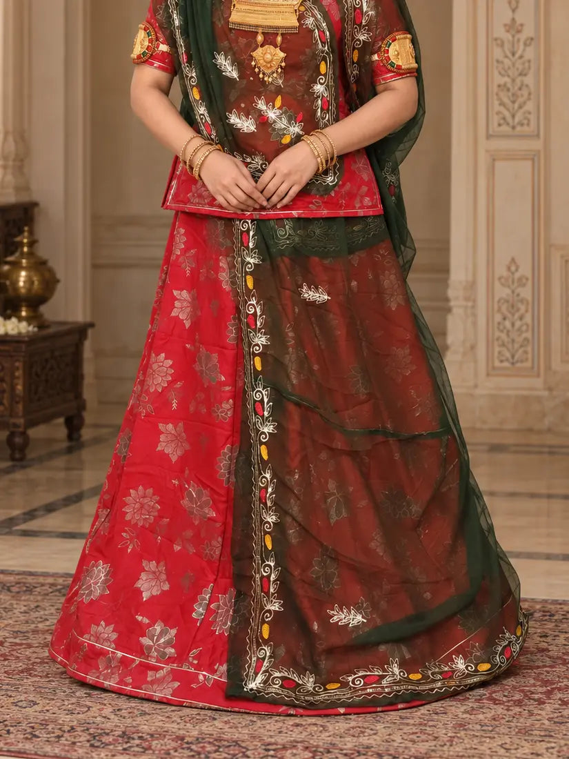 Classic Richa Silk Rajputi Suit with Rajan Lehriya Odhni | Kamal Pati Design | Pink & Green Traditional Dress