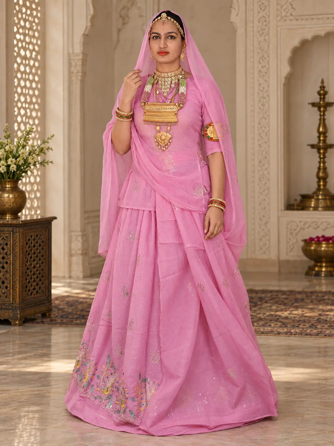 Mor Border Cotton Suit Set for Women – Embroidered Peacock Border Suti Suit Dress Material