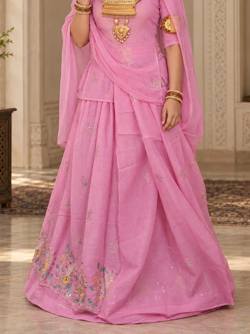 Mor Border Cotton Suit Set for Women – Embroidered Peacock Border Suti Suit Dress Material