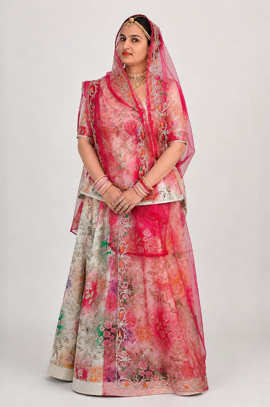 Derani Jethani Pure Fabric – Multicolor Floral Designer Pure Fabric for Rajputi Poshak & Ethnic Wear