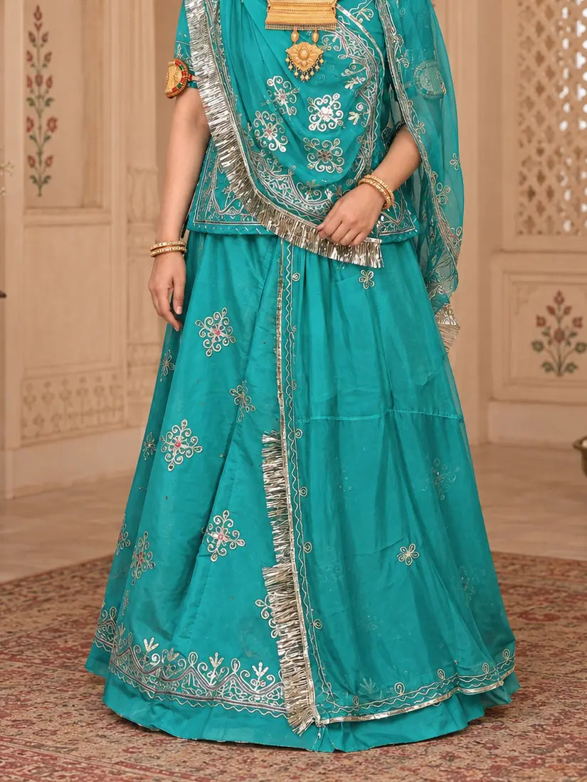 Designer Rajputi Poshak | Tissue Fabric & Humrahi Pure Odhni | Heavy Zari hand Work.