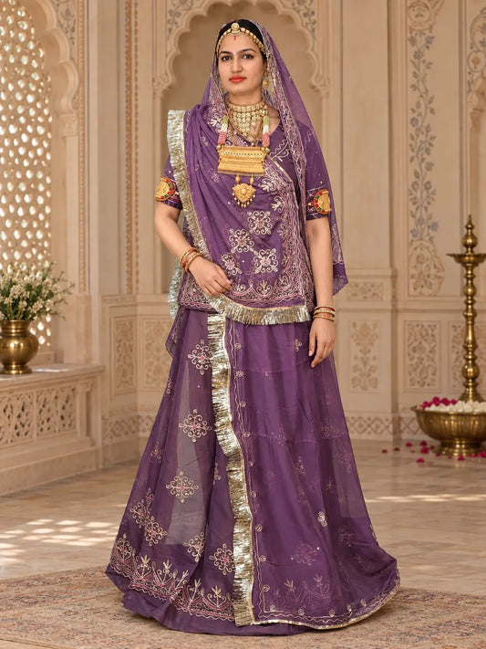 Designer Rajputi Poshak | Tissue Fabric & Humrahi Pure Odhni | Heavy Zari hand Work.