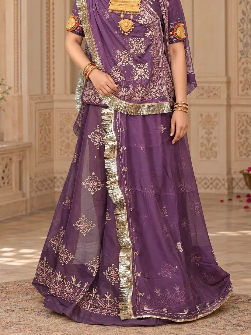 Designer Rajputi Poshak | Tissue Fabric & Humrahi Pure Odhni | Heavy Zari hand Work.