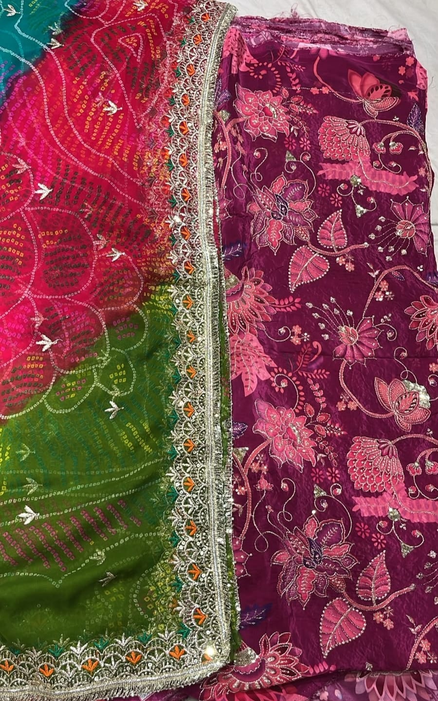 Premium Pimpal Pata Pure Fabric with Zari Work & Thread Embroidery | Rajputi Poshak Fabric | Designer Dress Material