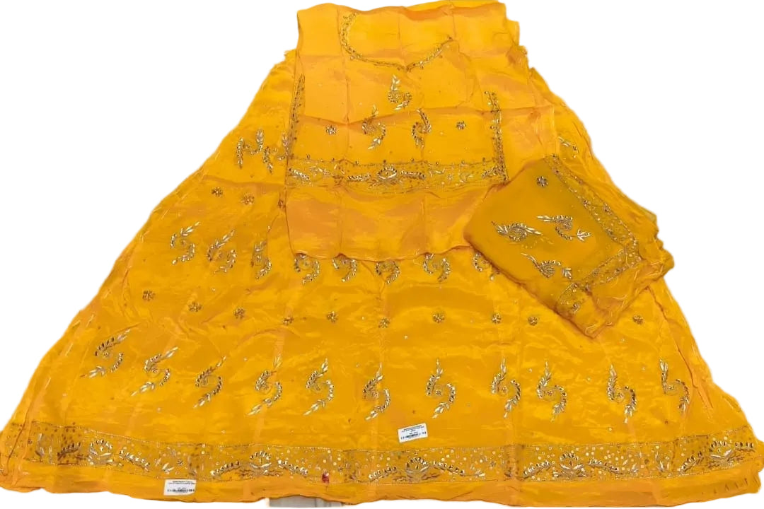 Khuli Bunti Design Rajputi Poshak with Thakhurji Pure Odhni – Natural Crepe Pure Fabric Zardozi Work Traditional Rajputi Dress