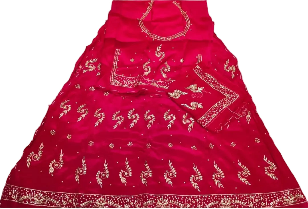 Khuli Bunti Design Rajputi Poshak with Thakhurji Pure Odhni – Natural Crepe Pure Fabric Zardozi Work Traditional Rajputi Dress