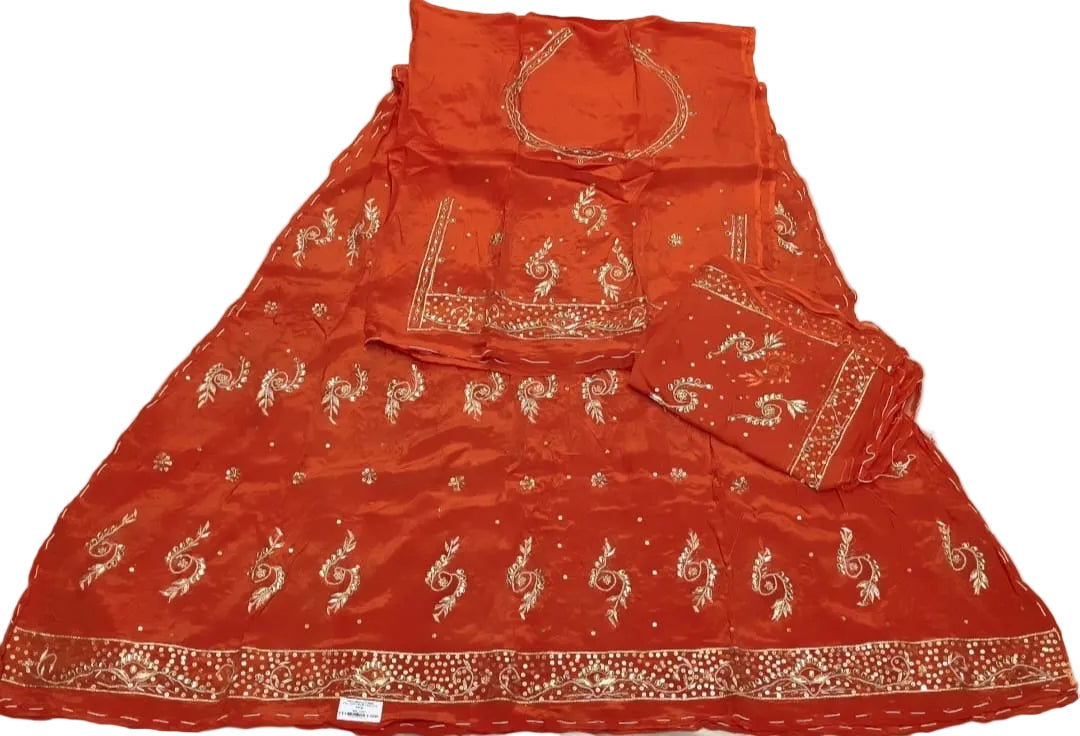 Khuli Bunti Design Rajputi Poshak with Thakhurji Pure Odhni – Natural Crepe Pure Fabric Zardozi Work Traditional Rajputi Dress