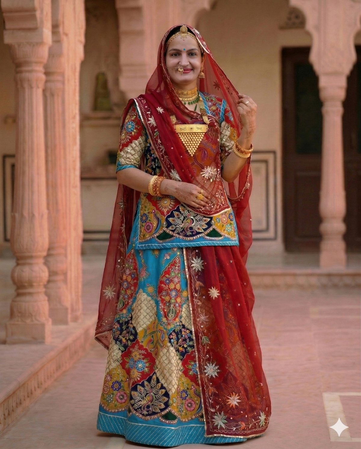 Pure Heavy Border Rajputi Fabric Set – Premium Multicolor Designer Traditional Wear Fabric
