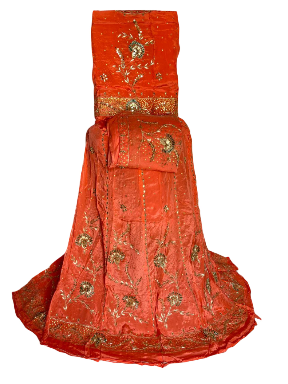 Sindoori Rajputi Poshak – Zardozi Handwork | Natural Crepe & Humrahi Pure Fabric