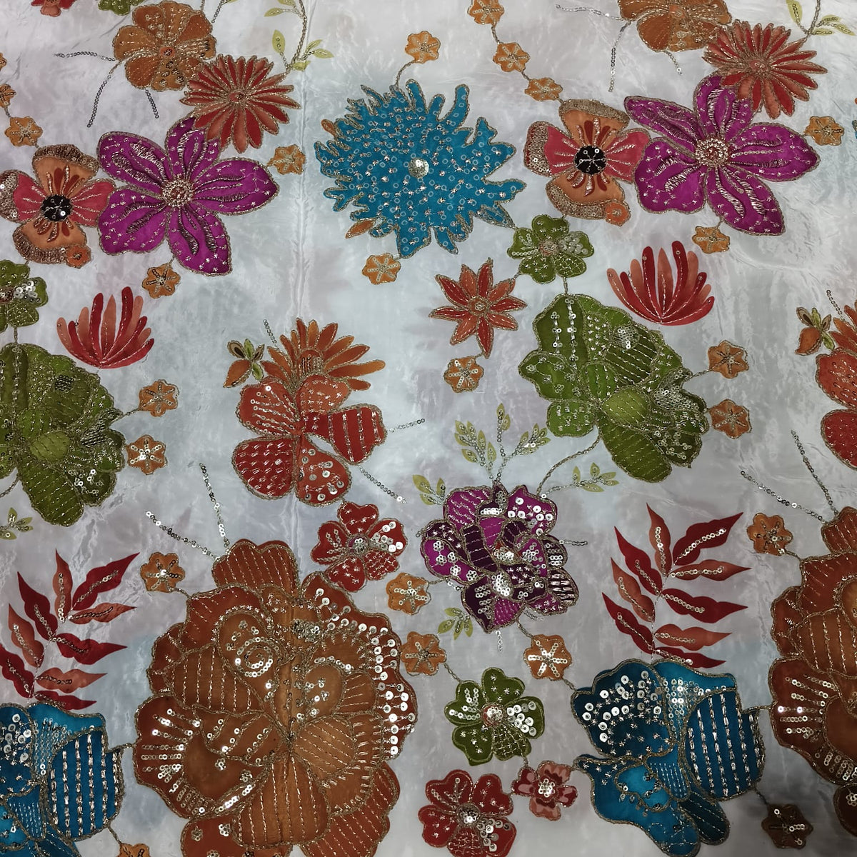 Rajputi Dress - Natural Crepe Pure Fabric With Zari Work - Off White With Multicolour Bunti