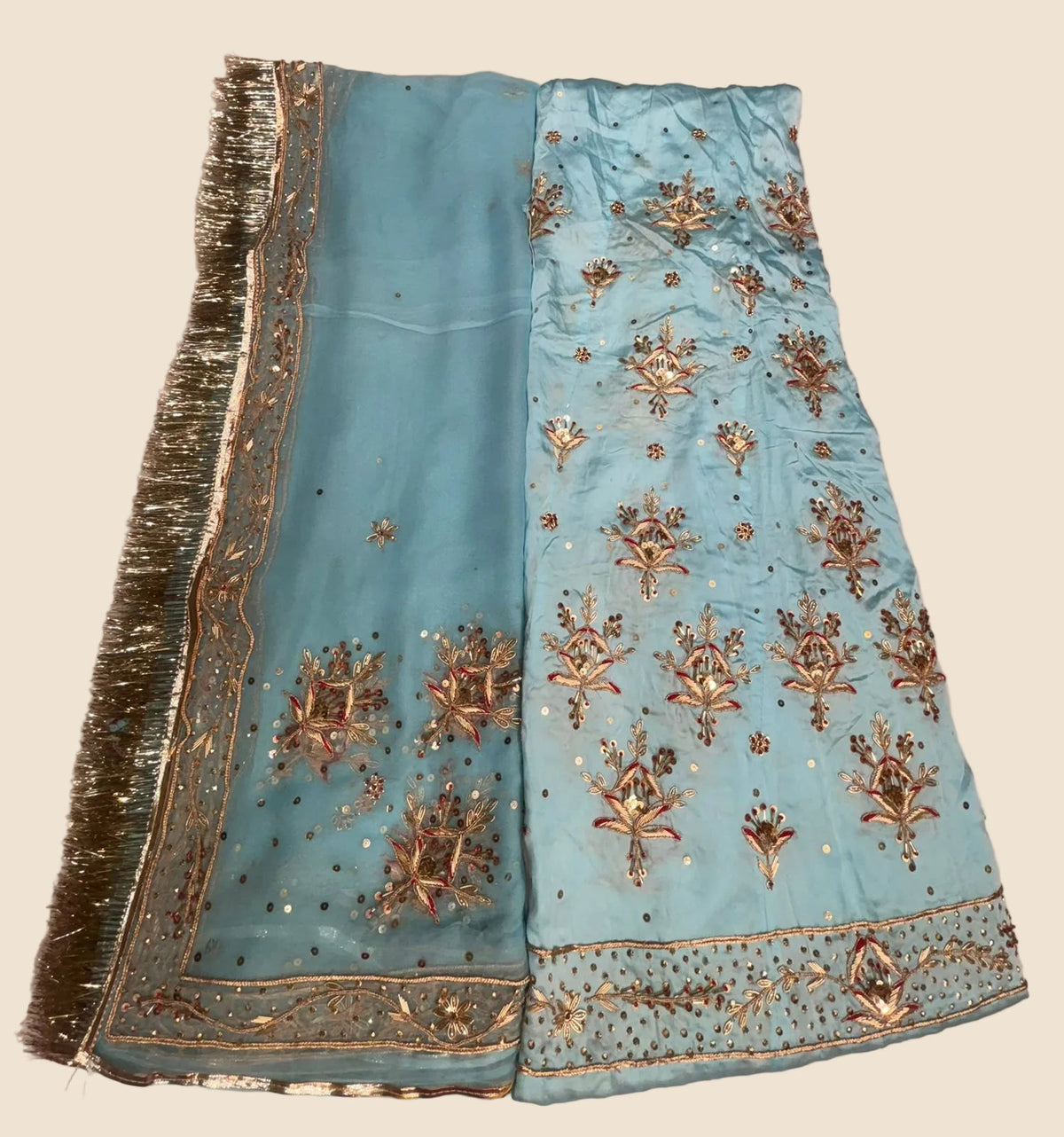 Rajputi Poshak – Zardozi Dabka Cutdana Bamber Satin with Thakurji Odhni