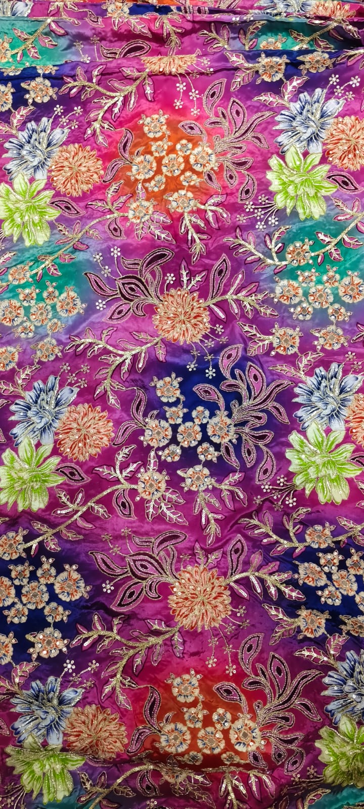 Derani Jethani Pure Fabric – Multicolor Floral Designer Pure Fabric for Rajputi Poshak & Ethnic Wear