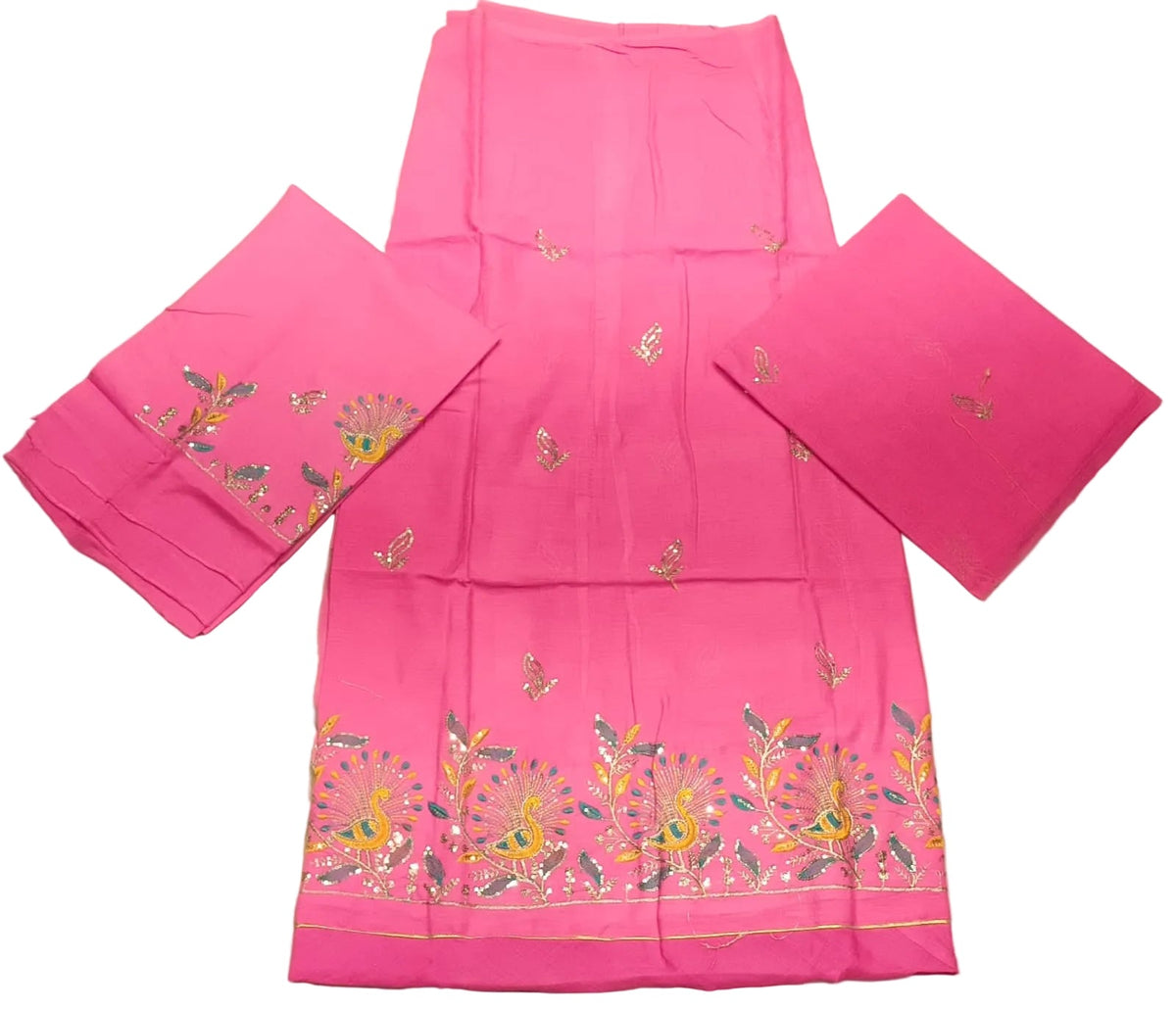 Mor Border Cotton Suit Set for Women – Embroidered Peacock Border Suti Suit Dress Material