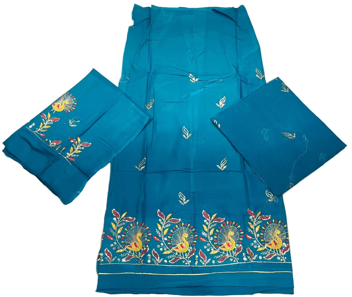 Mor Border Cotton Suit Set for Women – Embroidered Peacock Border Suti Suit Dress Material