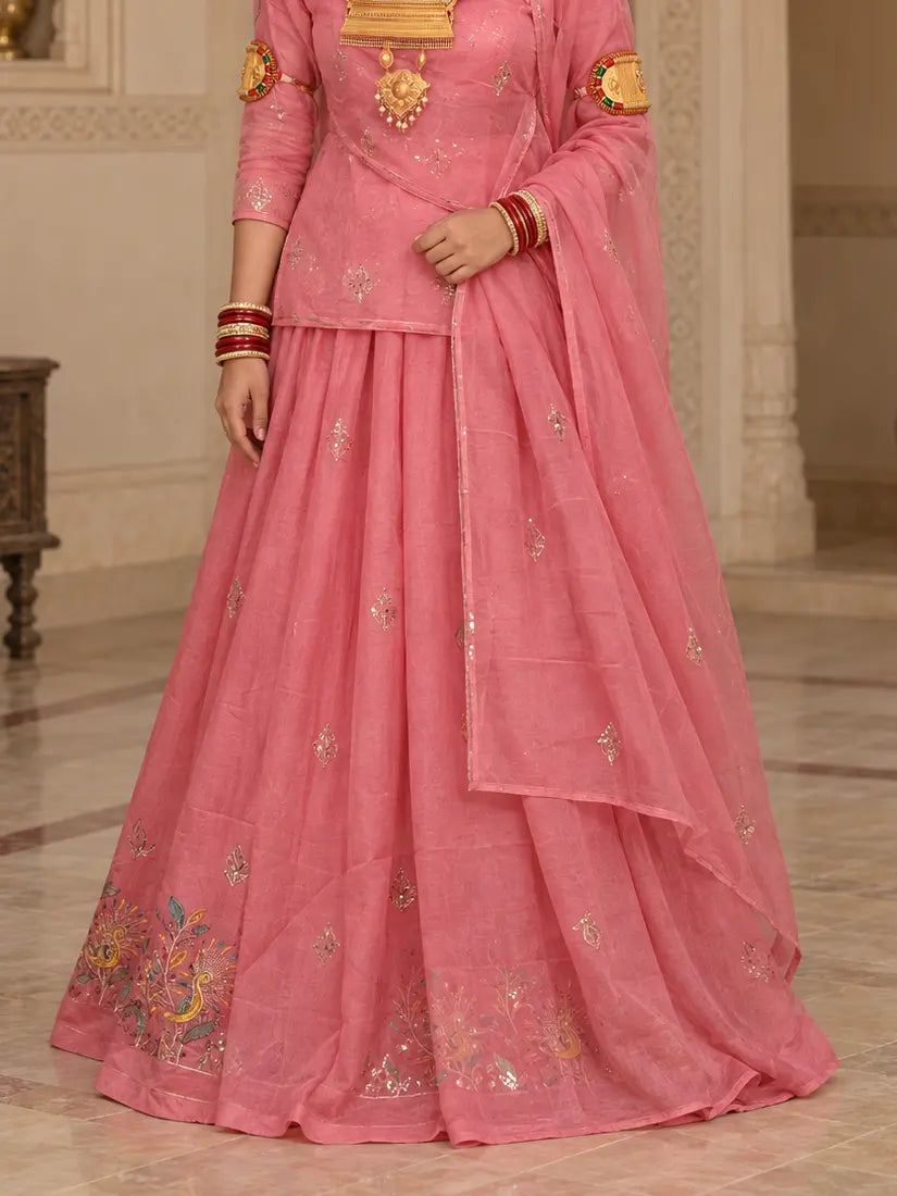 Mor Border Cotton Suit Set for Women – Embroidered Peacock Border Suti Suit Dress Material