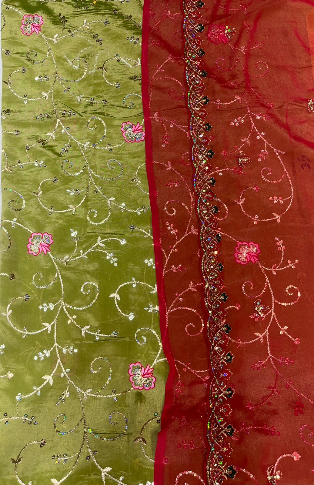 Premium Dhup Chaav Fabric Poshak Set with Odni | Traditional Shine Fabric Dress
