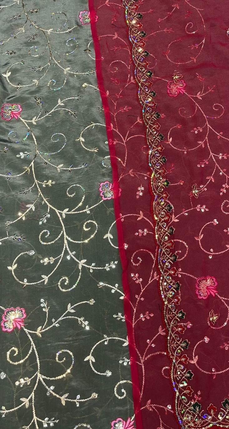 Premium Dhup Chaav Fabric Poshak Set with Odni | Traditional Shine Fabric Dress
