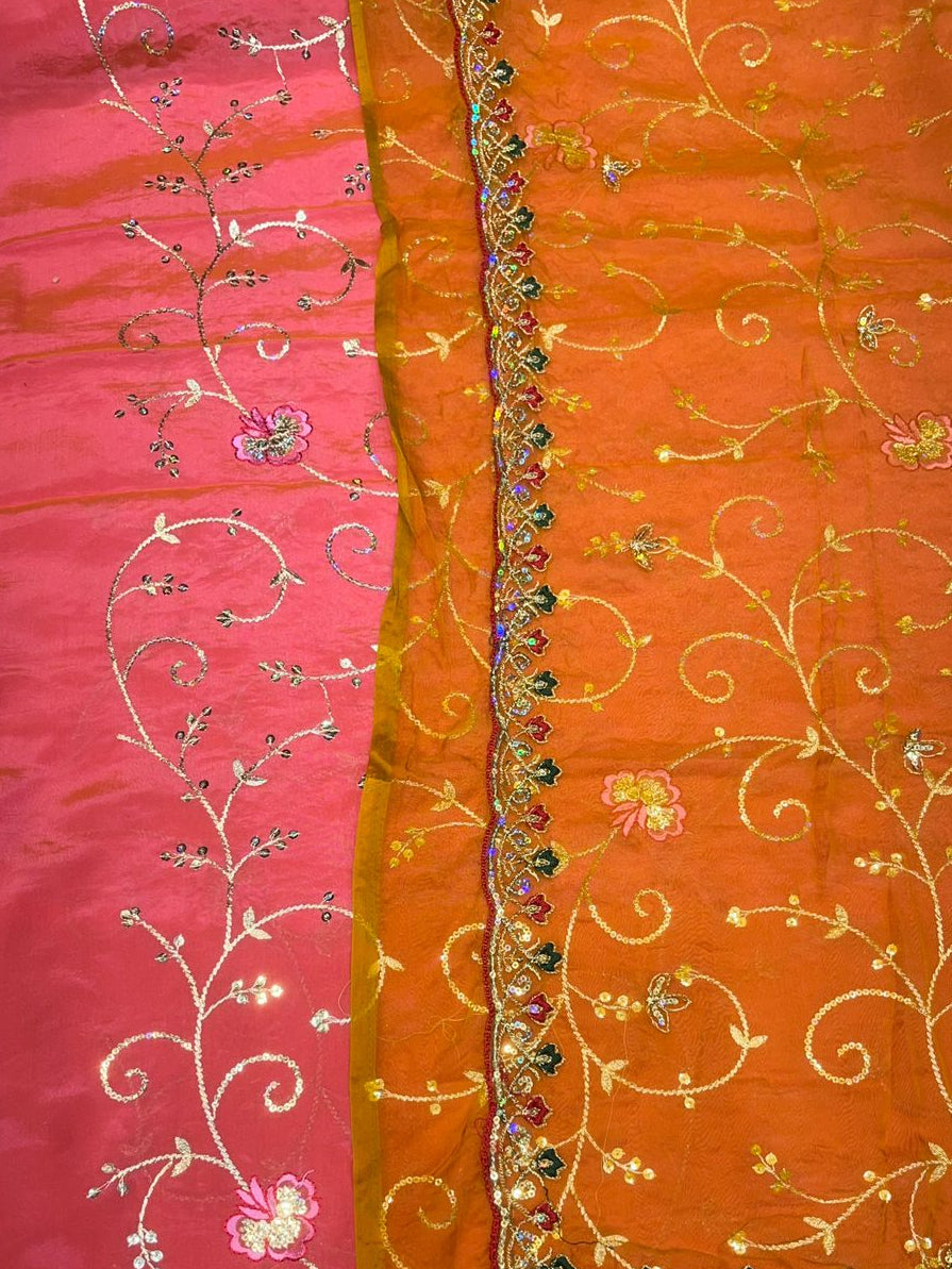 Premium Dhup Chaav Fabric Poshak Set with Odni | Traditional Shine Fabric Dress
