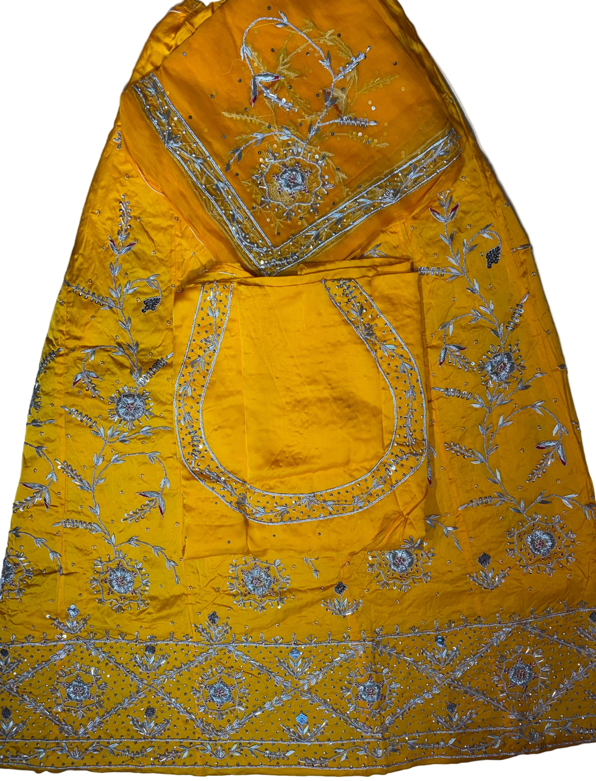 Rajputi Poshak | Bemberg Satin Fabric with Thakurji Pyor Odhni | Heavy Zardozi, Dabka, Sequin & Jari Handwork